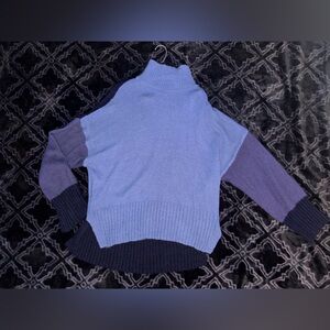 Color block turtle neck sweater